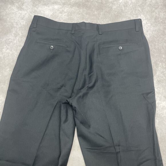 Jos A Bank Executive Tailored Fit 36x32.5 Wool Dress Pants Black Flat Front READ - Picture 5 of 9